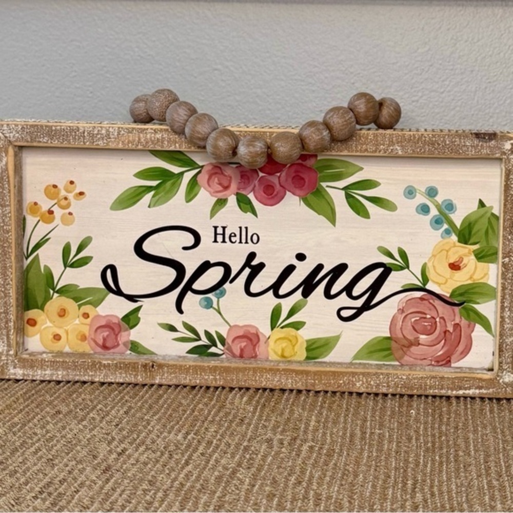 🌸Hobby Lobby Floral 'Hello Spring' Wall Decor - Multicolor💐